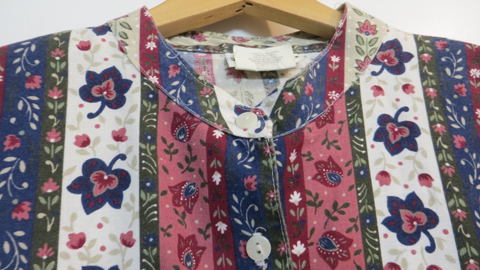 Vintage Look Season Ticket Shirt Women XL Multicolor Floral Striped 80s 90s Look
