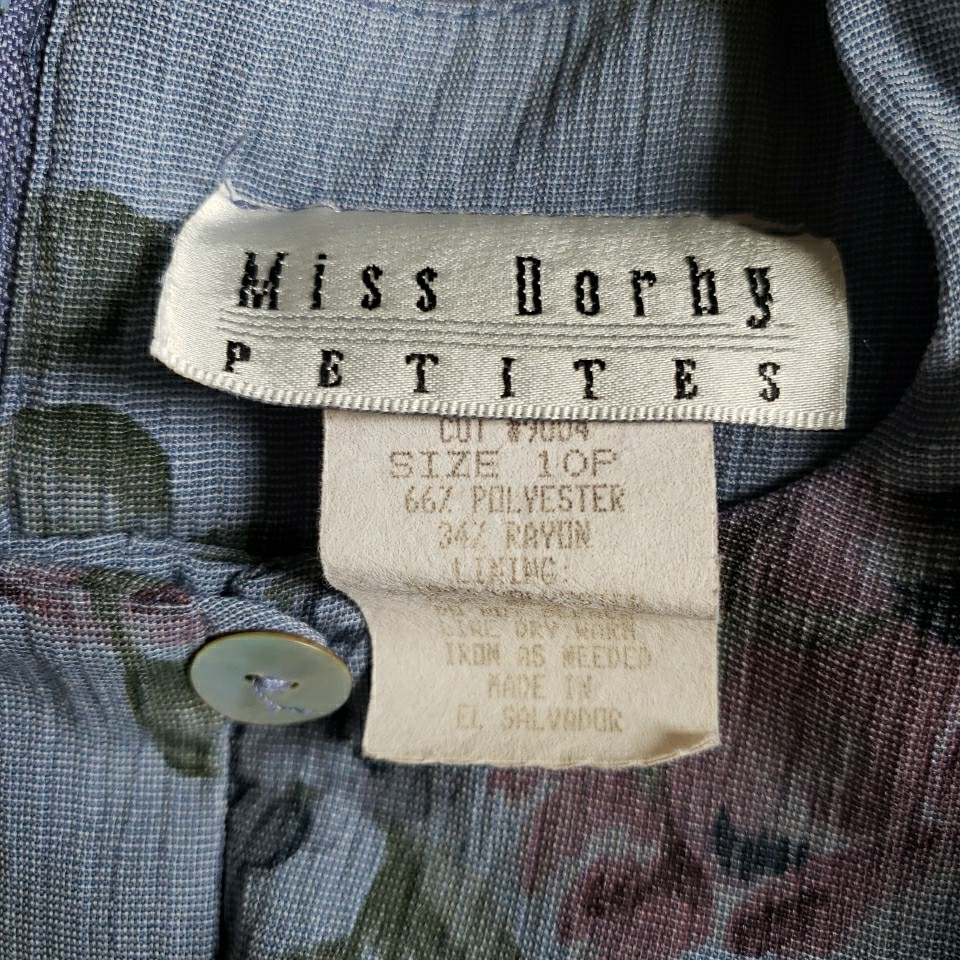 Vintage Miss Dorby Dress Periwinkle Blue Pink Purple Flowers Size 10P