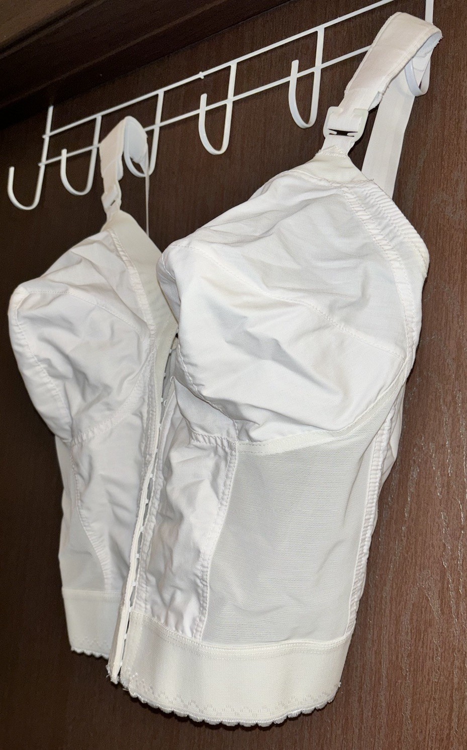Vintage Sears Longline Bra 38DD Style 48677 White Cotton/Poly Ribs