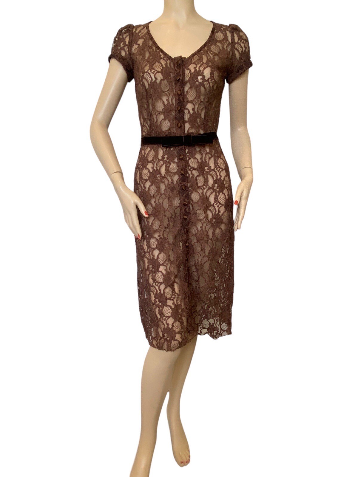 Vintage Betsey Johnson New York Peak A Boo Lace 90s Y2K Dress Coquette Size 2