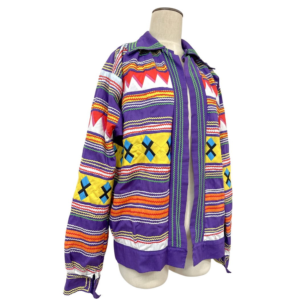 Vintage 1970s Seminole Purple Patchwork Handmade Open Jacket