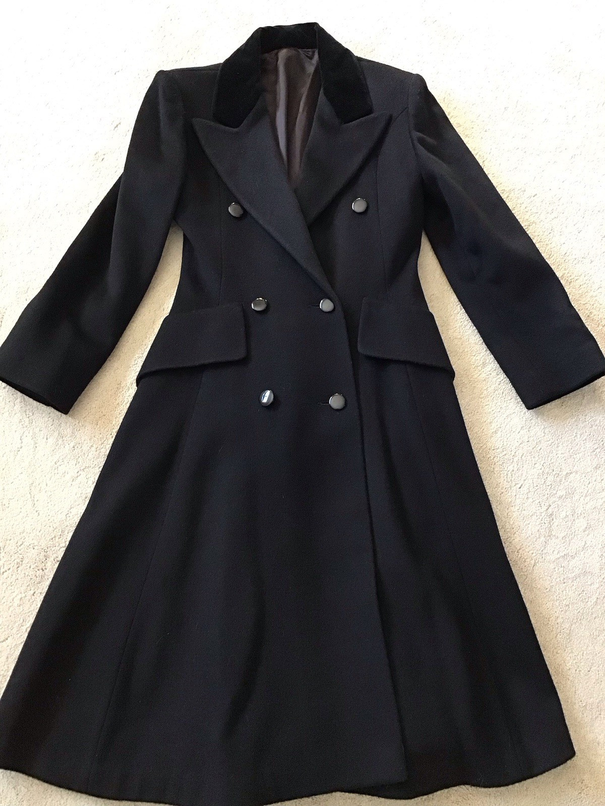 Vintage WORUMBO 100% Wool Long Black Size 6 Women’s Coat Fashioned by JILL JR.