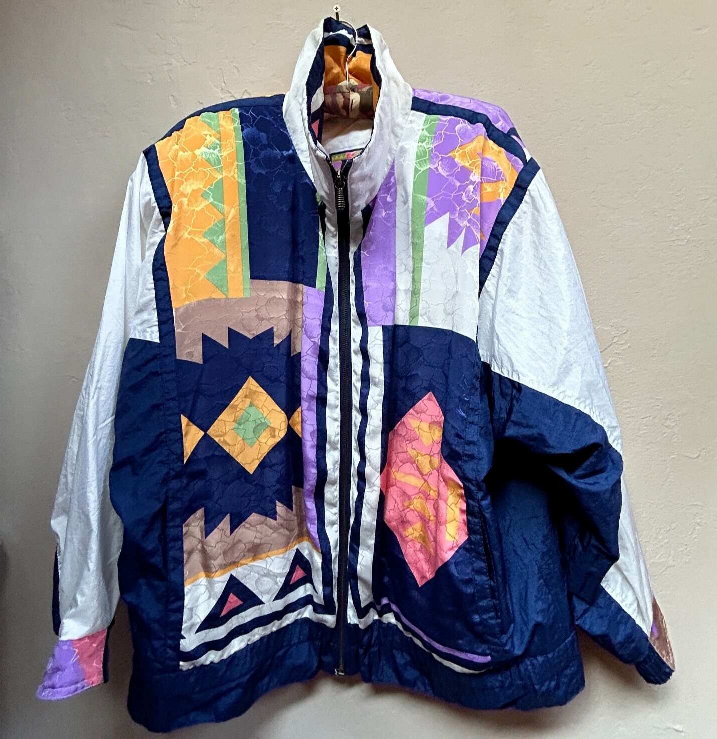 Vintage East West Windbreaker Jacket Small Multicolor Abstract 90’s Lightweight