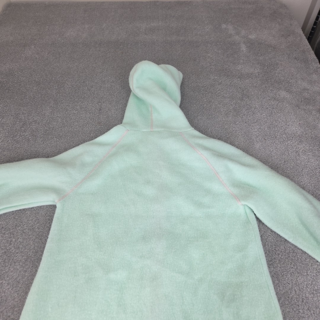 Vtg Medium Zip Pockets Robe/HouseCoat Sears Mint Green Fleece Hooded Pj’s Soft
