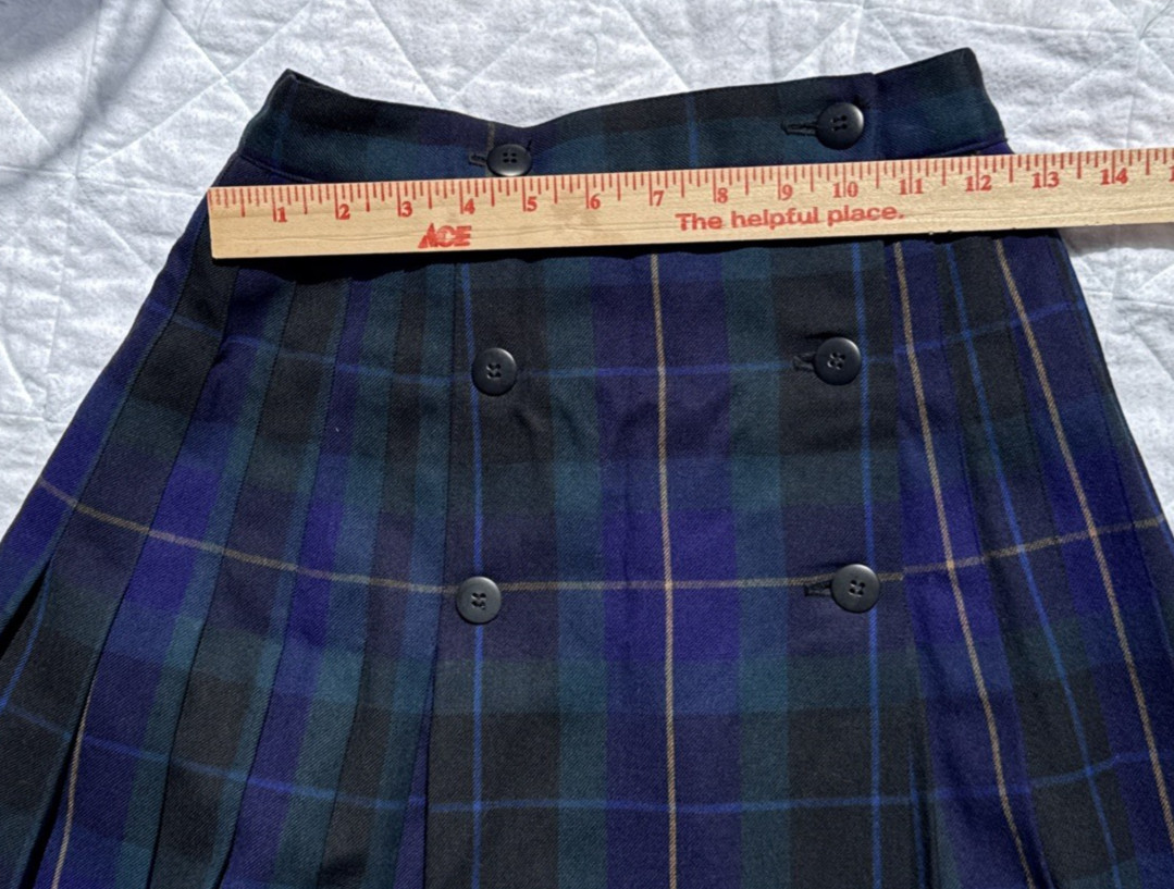 Vintage Multicolor Plaid 100% Wool Pleated Mini Skirt Sz 6 Tartan Schoolgirl USA