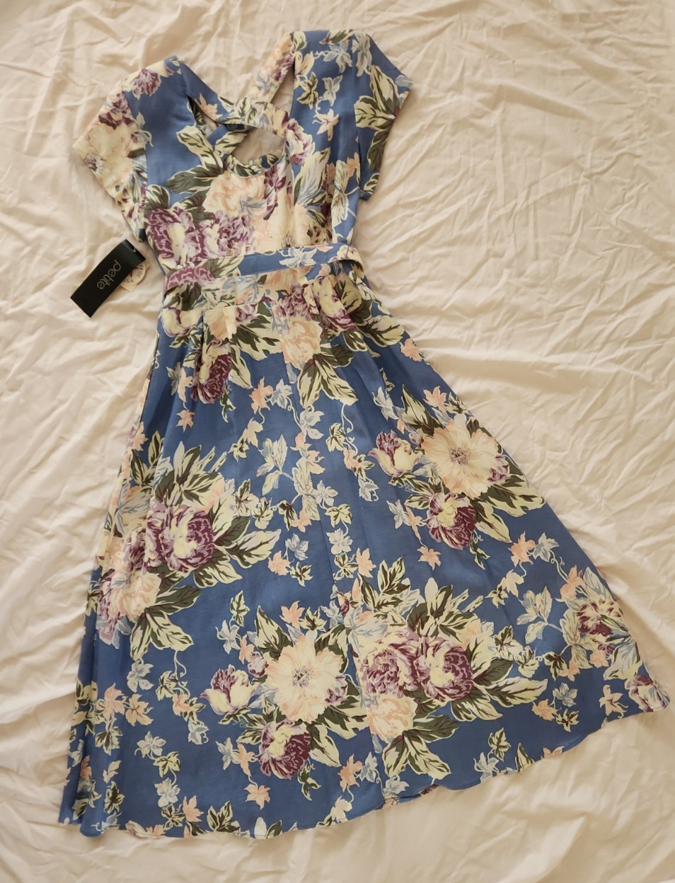 VTG NWT Womens P6 Sundress Tea Dress 80’s Blue Floral Cottagecore Unworn USA