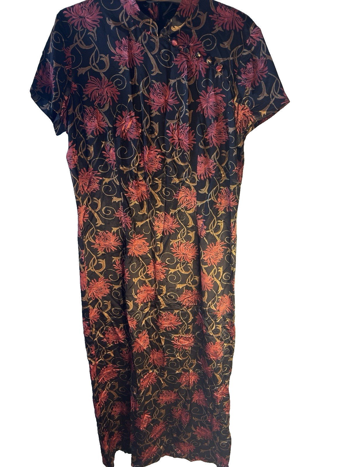 Vtg 90s Saint Tropez West Maxi Floral Dress Women 14 Side Slit Artsy Unique