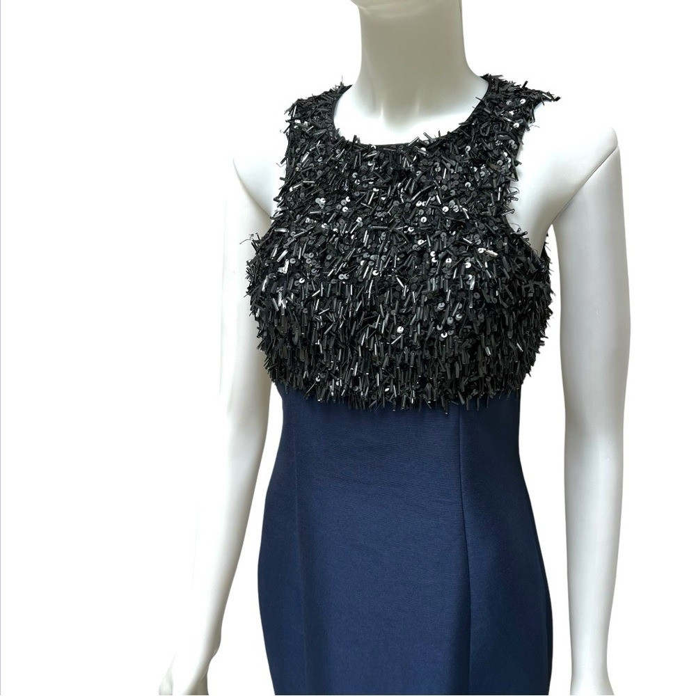 90’s Monique Lhuillier Baby Doll Dress Open Back 3D Beaded Bodice Old Money Sz 6