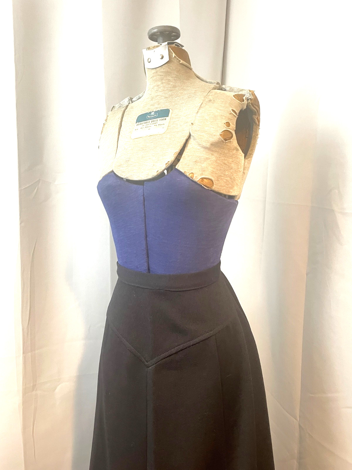Boho Western Maxi Skirt Black 1970s Vintage Hippy Curvy Yoke Cowgirl ILGWU S M