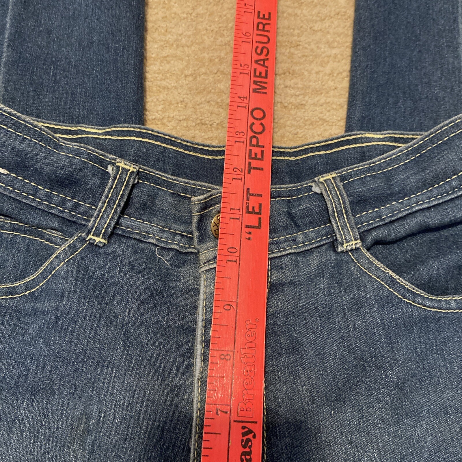 VINTAGE Saxseon Denim Patch High Rise Jeans Dallas Texas Women’s Sz 13 Western