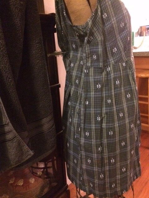 1940’s Frock House dress Fashion Green Blue & White Dragonfly Vintage