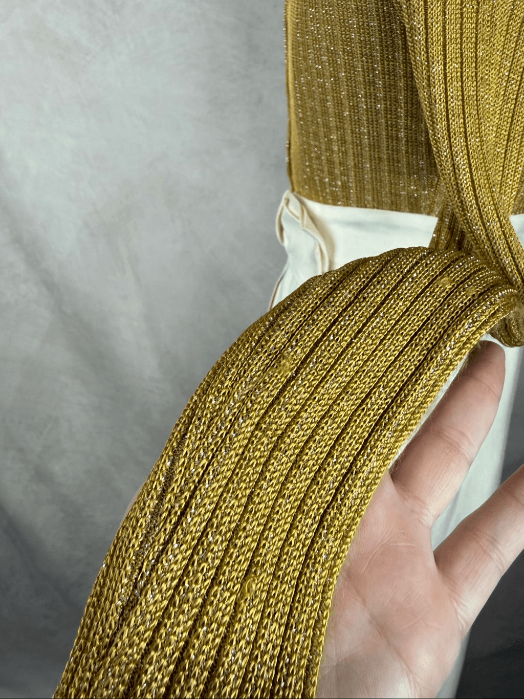 Vintage 1970s Gold Lurex Maxi Dress S Mod MCM Disco ILGWU