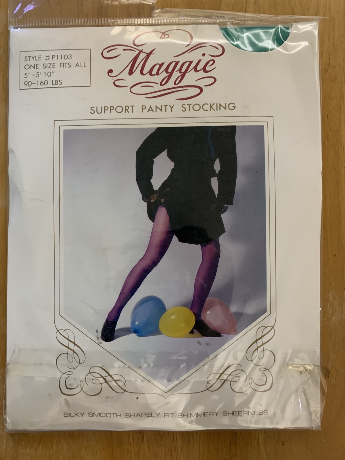 VTG Maggie Support Panty Stocking Shimmery Sheerness Teal Green One Size