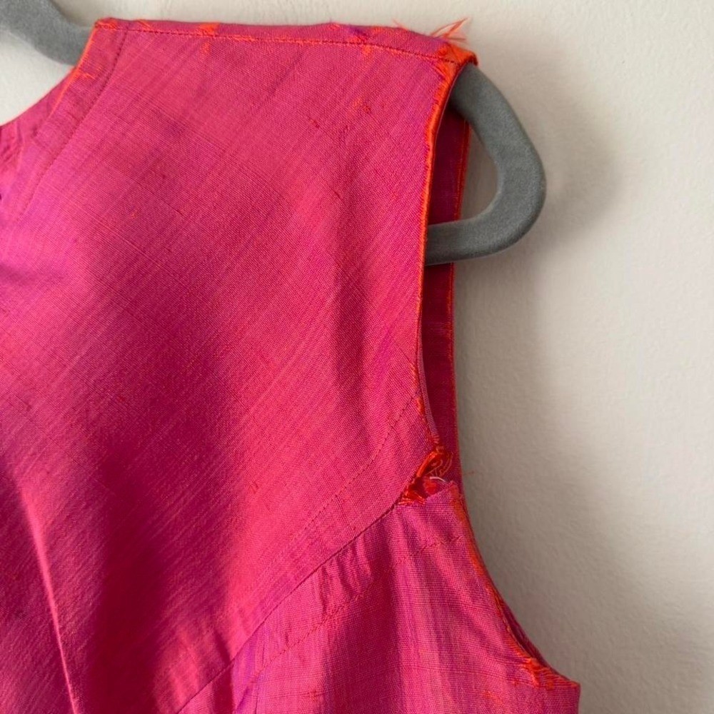 Vintage 60s pink orange iridescent dress AS IS mod shift mini raw silk small