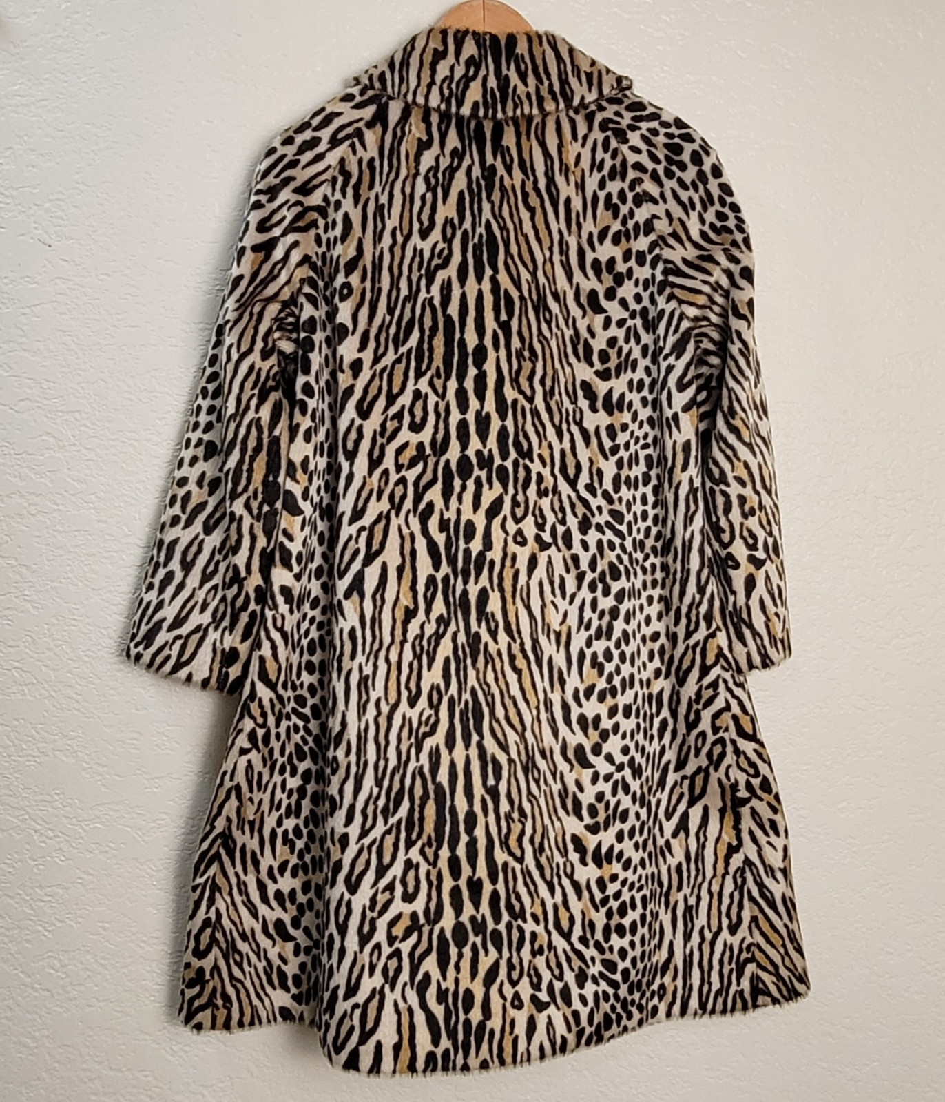 Vintage 1960s Safari Sportowne Leopard Faux Fur Coat La France Women’s Sm/Med